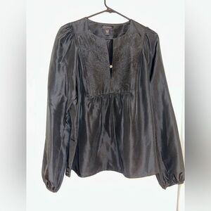 Context Elegant Black Embroidered Top
